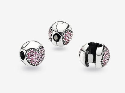Pink Pavé Heart Clip Charm