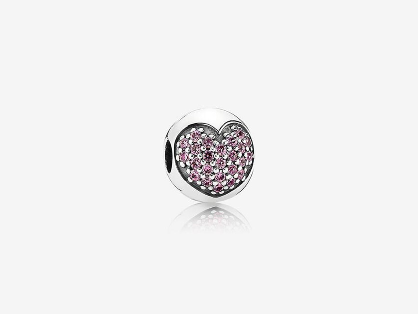 Pink Pavé Heart Clip Charm