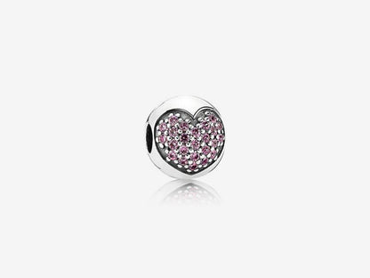 Pink Pavé Heart Clip Charm