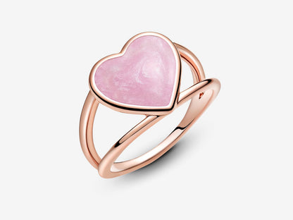 Pink Swirl Heart Charm Ring