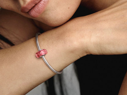 Wavy Fancy Pink Murano Glass Charm