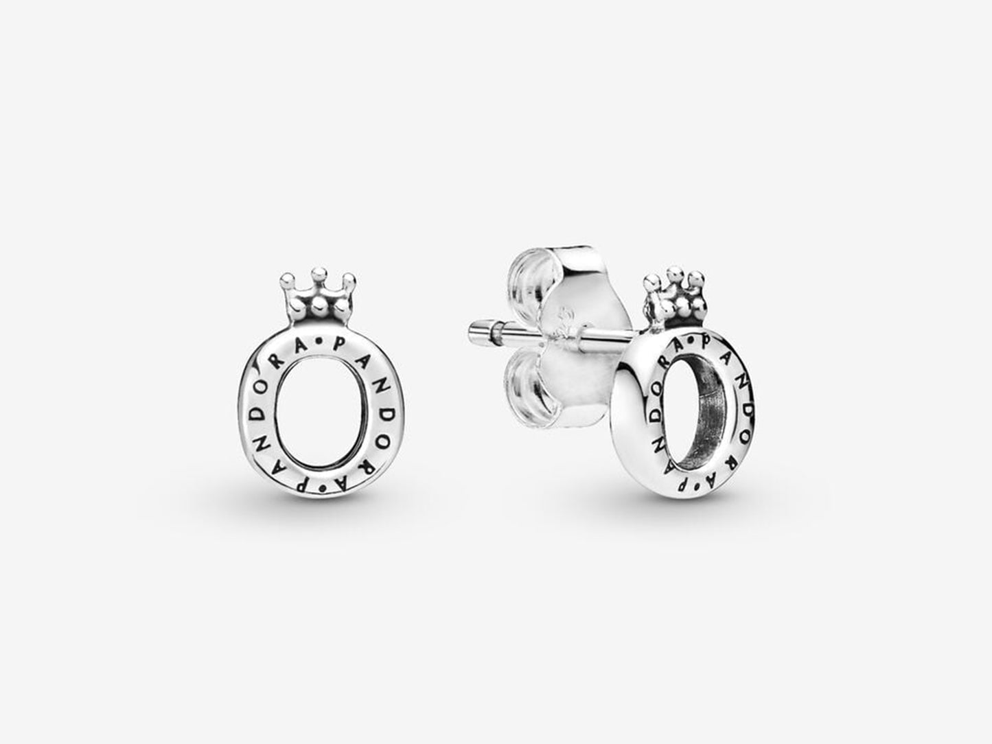 Polished Silver Crown Earrings
