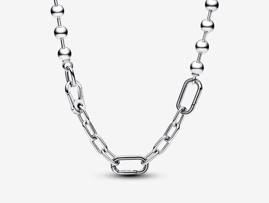 Metal Bead & Link Chain Necklace