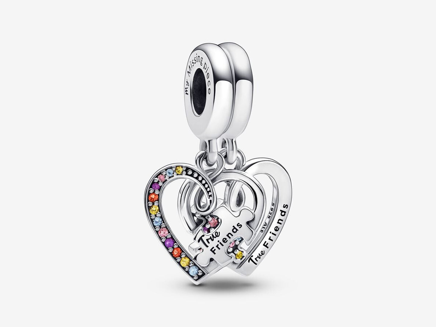 Puzzle Piece Hearts Splittable Friendship Dangle Charm