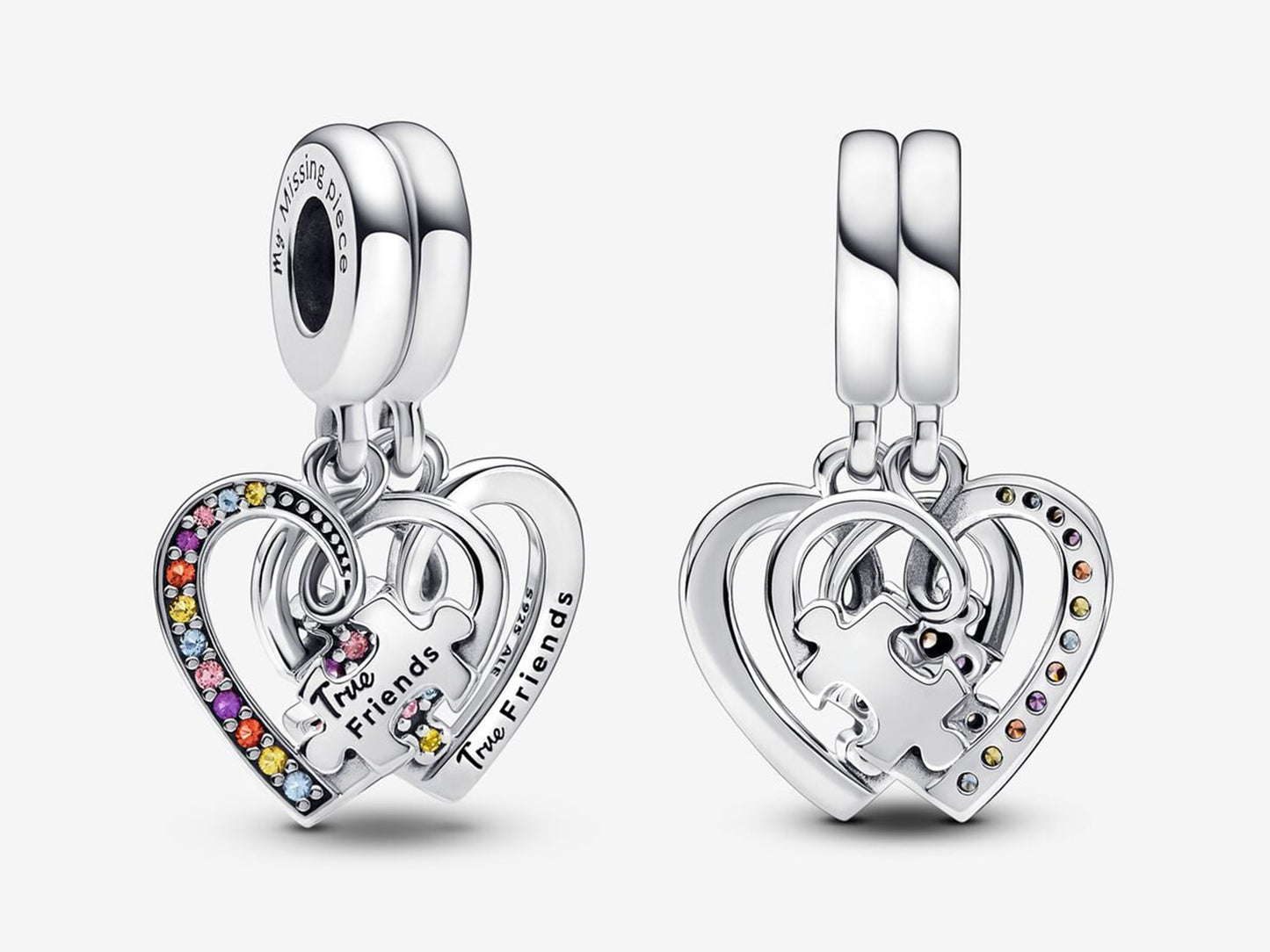 Puzzle Piece Hearts Splittable Friendship Dangle Charm