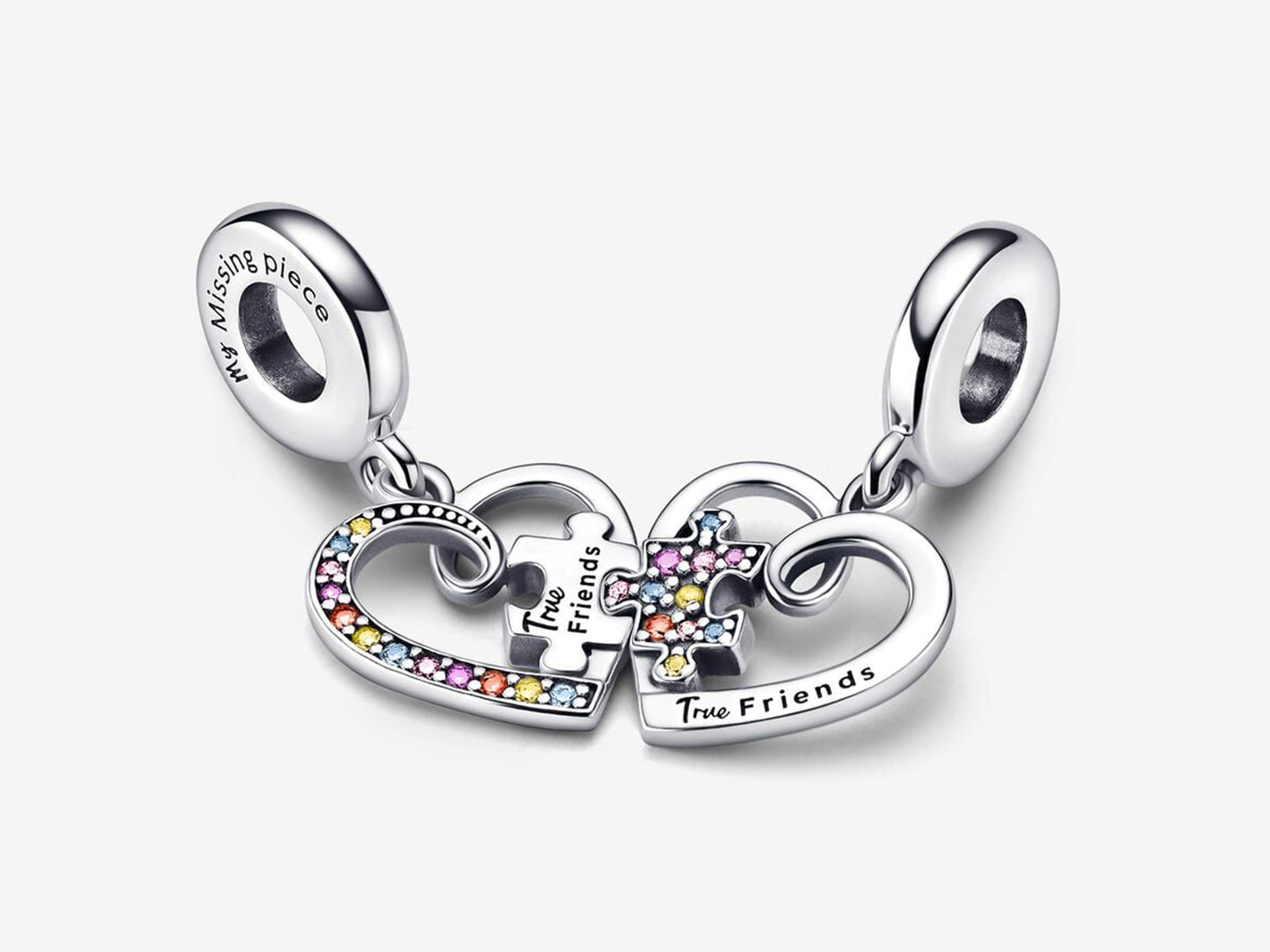 Puzzle Piece Hearts Splittable Friendship Dangle Charm