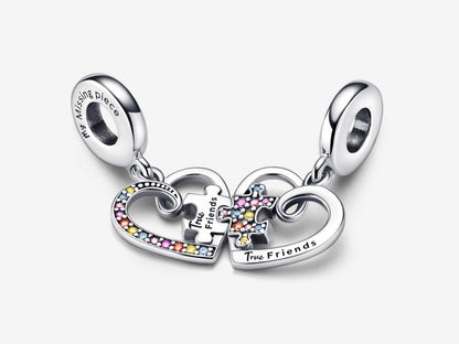 Puzzle Piece Hearts Splittable Friendship Dangle Charm