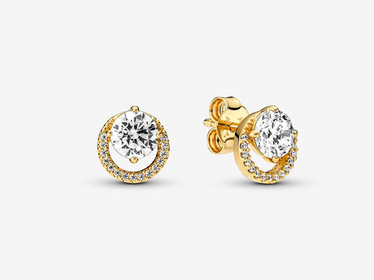 Sparkling Round Halo Stud Earrings