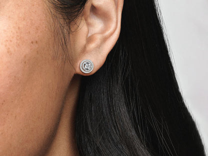 Sparkling Double Halo Stud Earrings