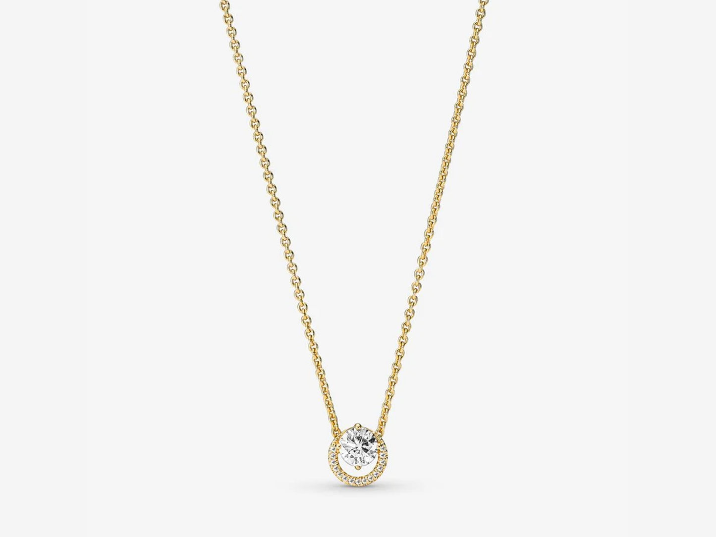 Sparkling Round Halo Pendant Collier Necklace