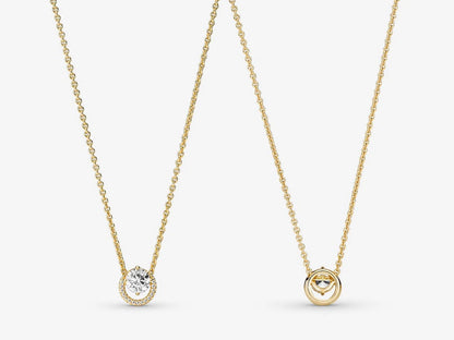 Sparkling Round Halo Pendant Collier Necklace