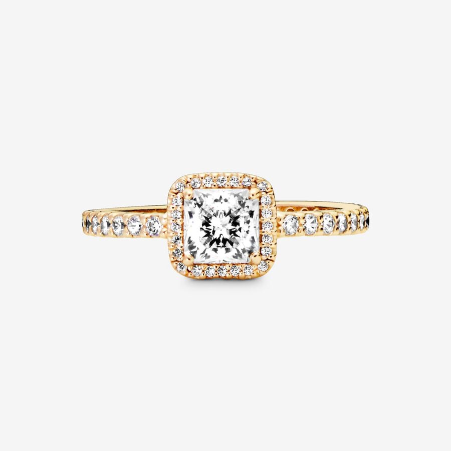 Square Sparkle Halo Ring