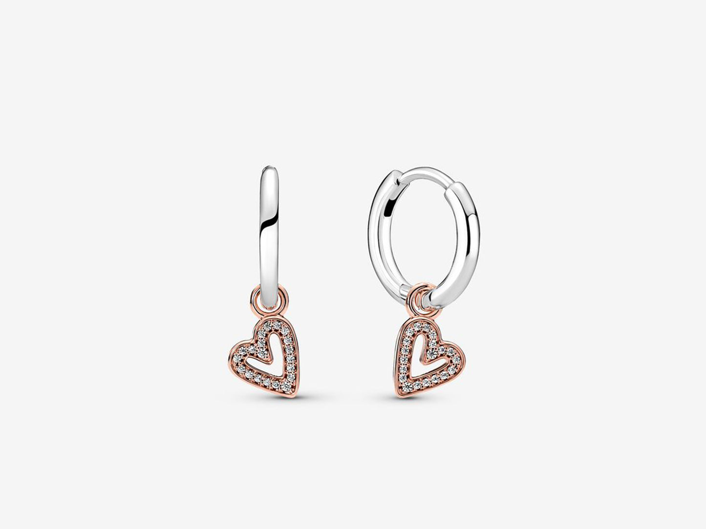 Sparkling Freehand Heart Hoop Earrings