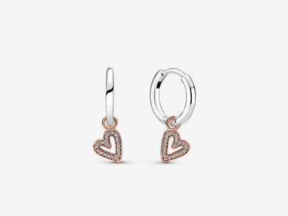 Sparkling Freehand Heart Hoop Earrings