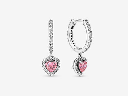 Sparkling Halo Heart Hoop Earrings