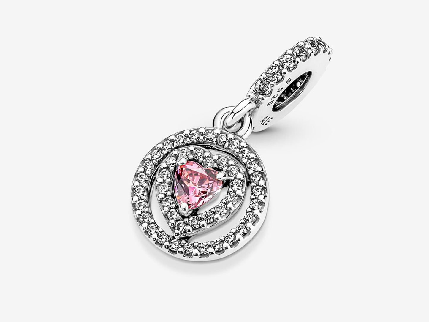Sparkling Double Halo Heart Dangle Charm