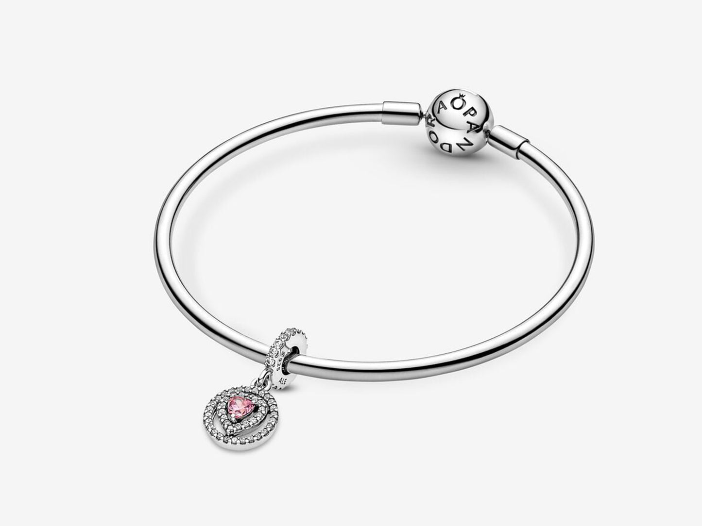Sparkling Double Halo Heart Dangle Charm