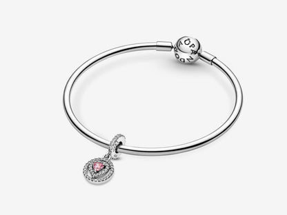 Sparkling Double Halo Heart Dangle Charm