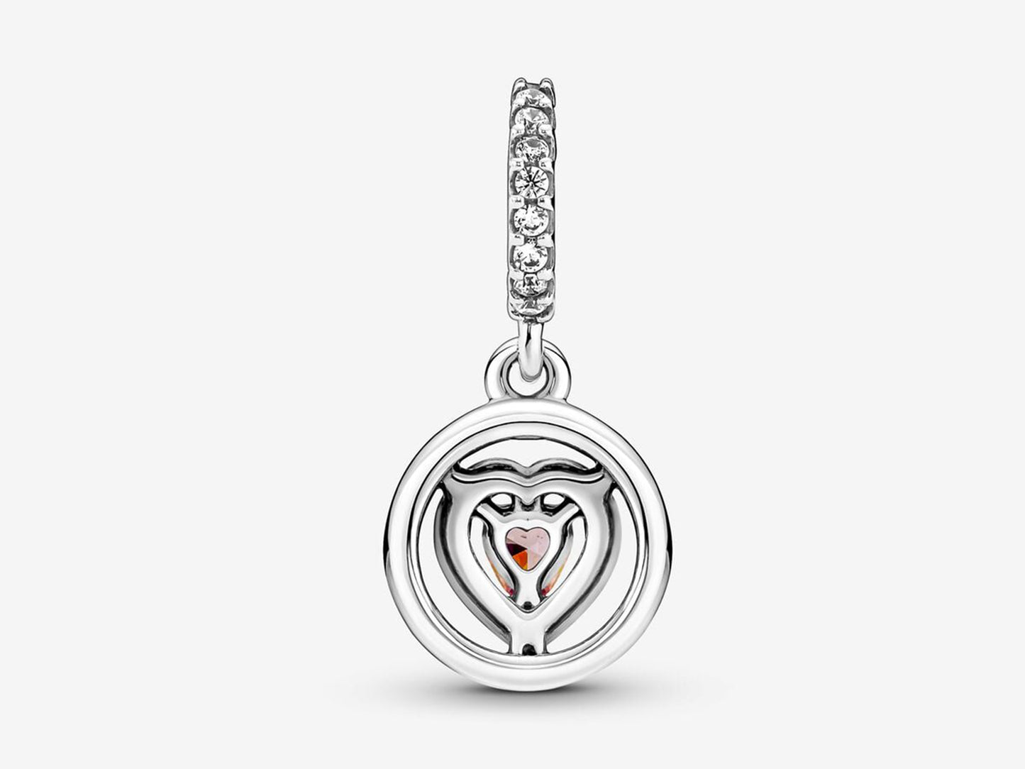 Sparkling Double Halo Heart Dangle Charm