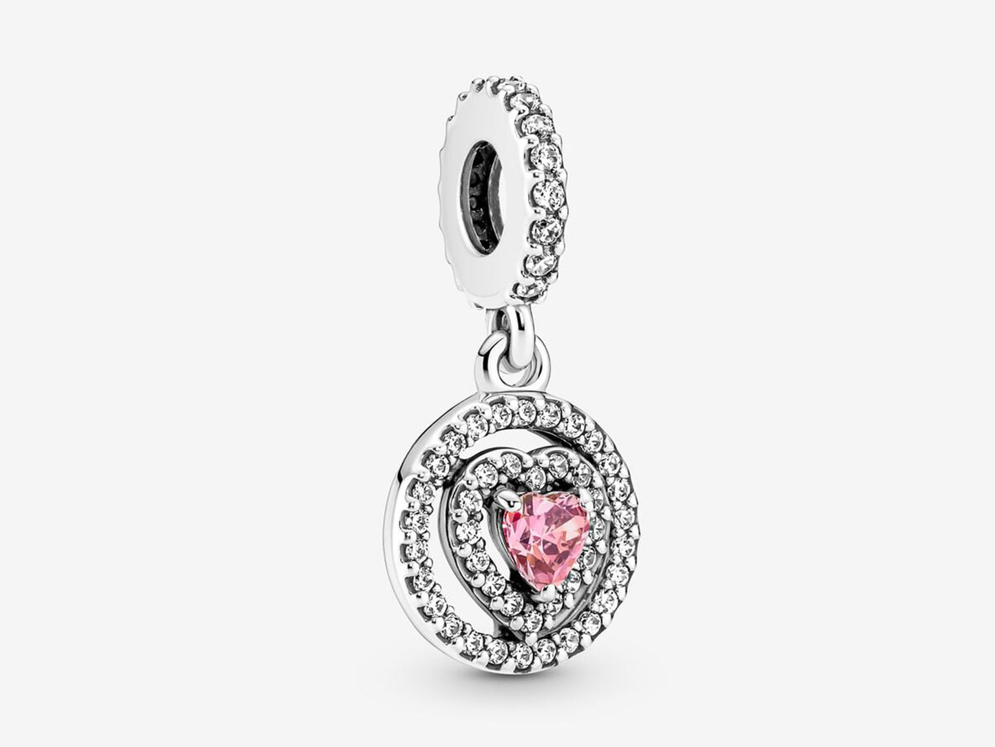 Sparkling Double Halo Heart Dangle Charm