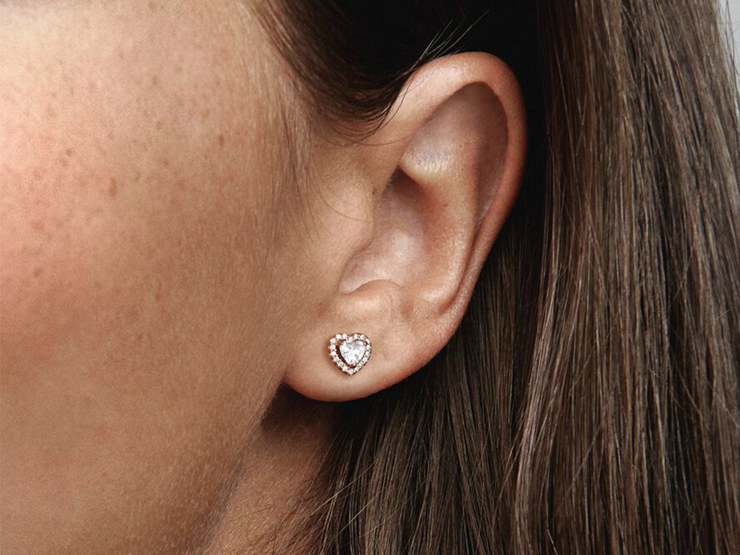 Sparkling Elevated Heart Stud Earrings