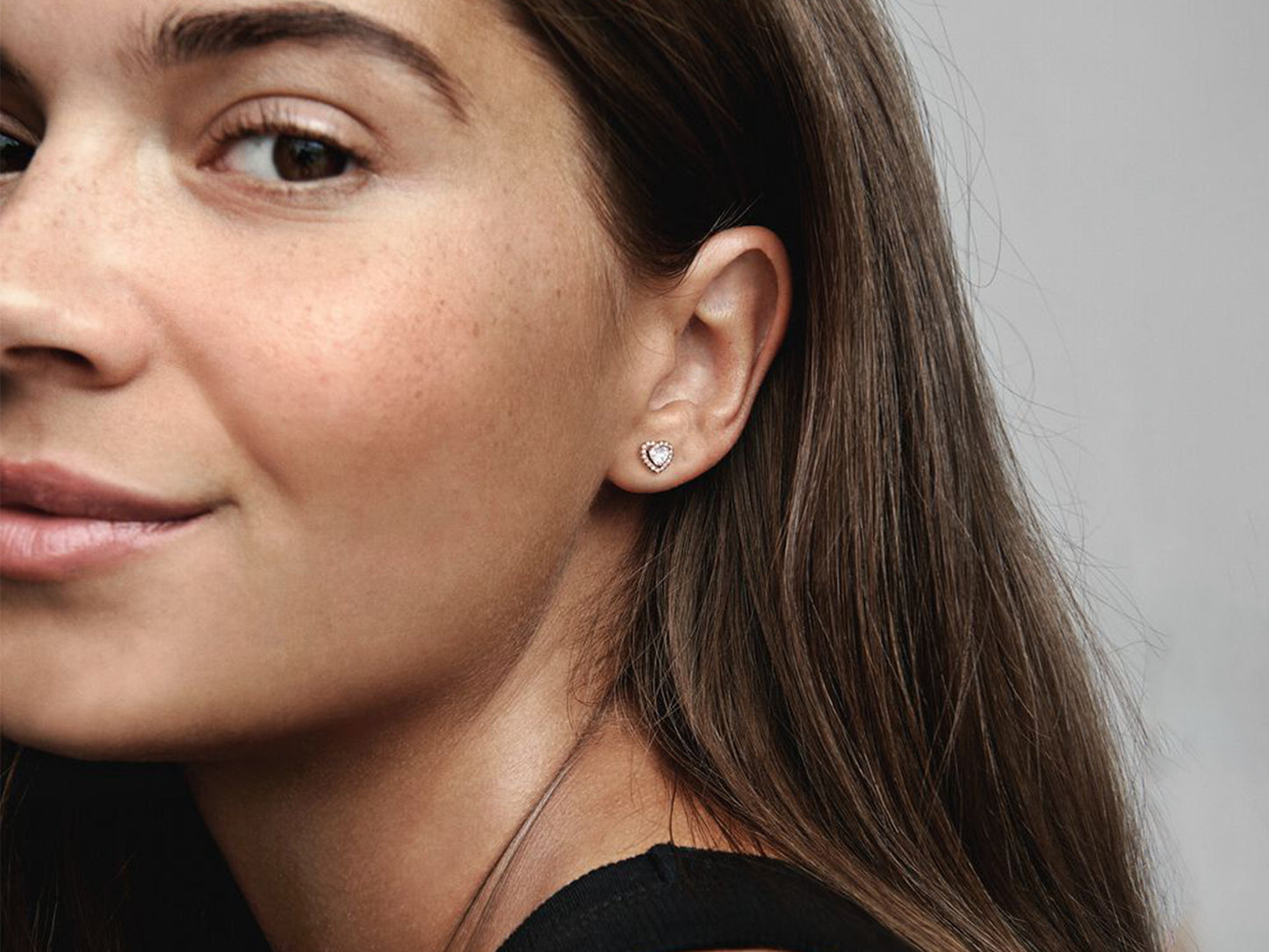 Sparkling Elevated Heart Stud Earrings