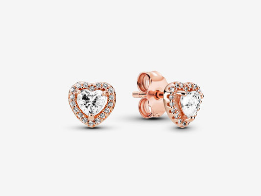 Sparkling Elevated Heart Stud Earrings