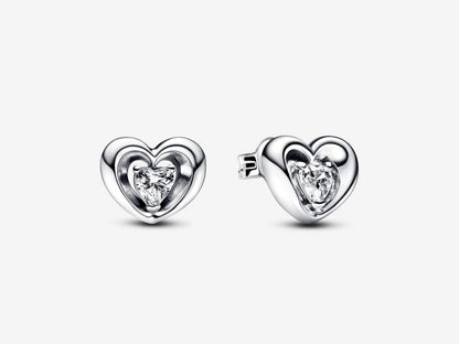 Radiant Heart & Floating Stone Stud Earrings