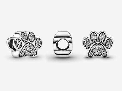 Sparkling Paw Print Charm