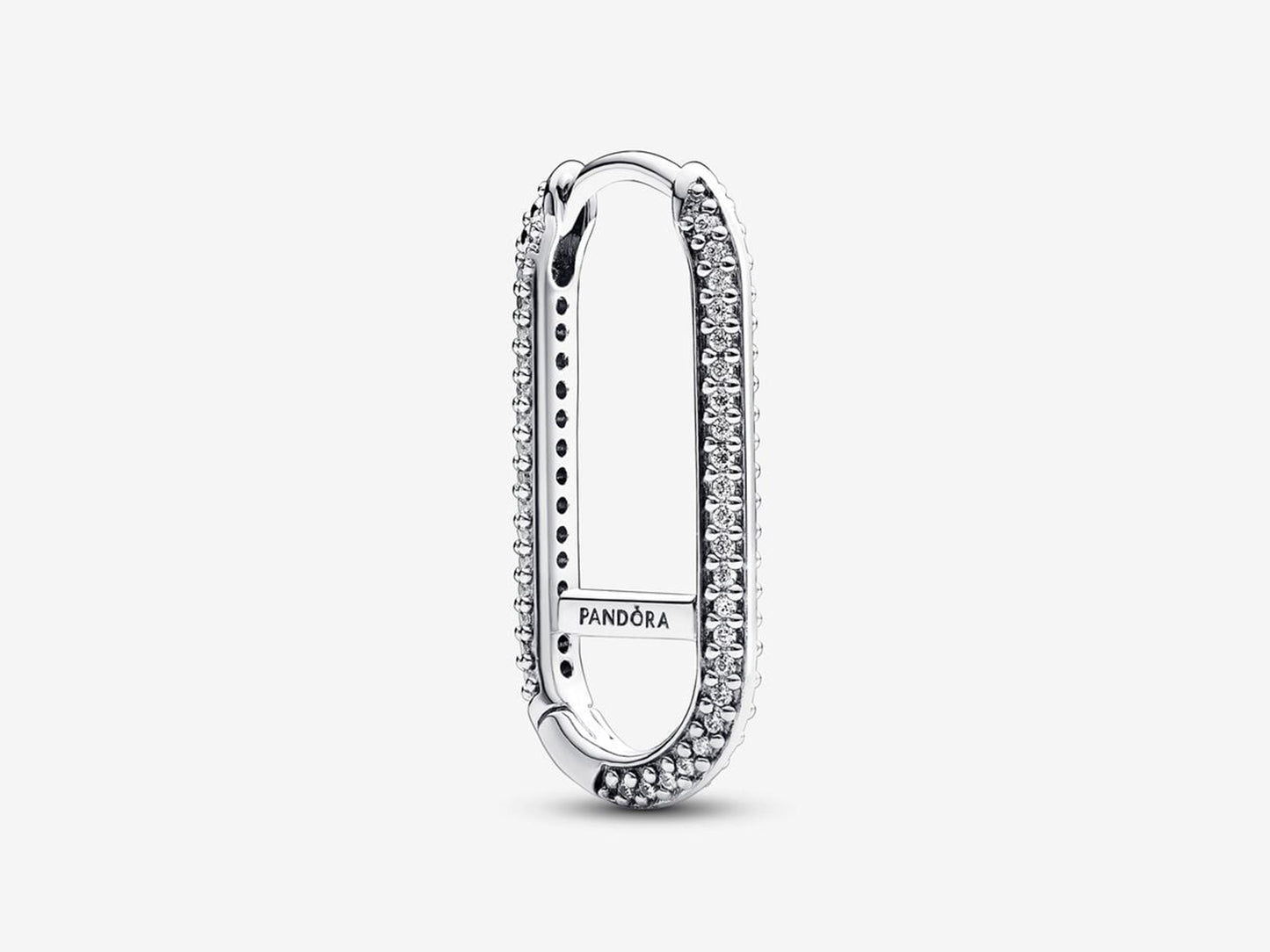 Silver Extended Pavé Link Single Earring