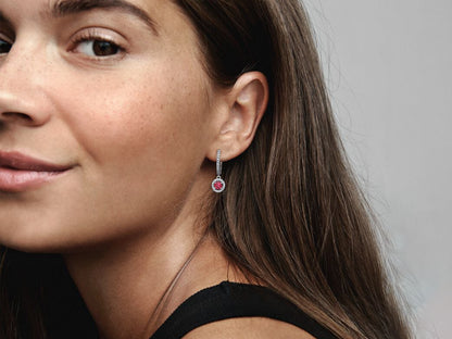 Red Round Sparkling Hoop Earrings