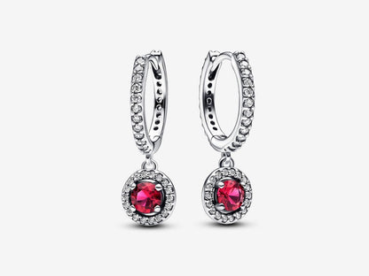 Red Round Sparkling Hoop Earrings