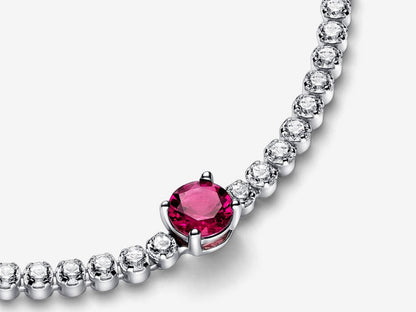 Red Sparkling Round Pavé Tennis Bracelet