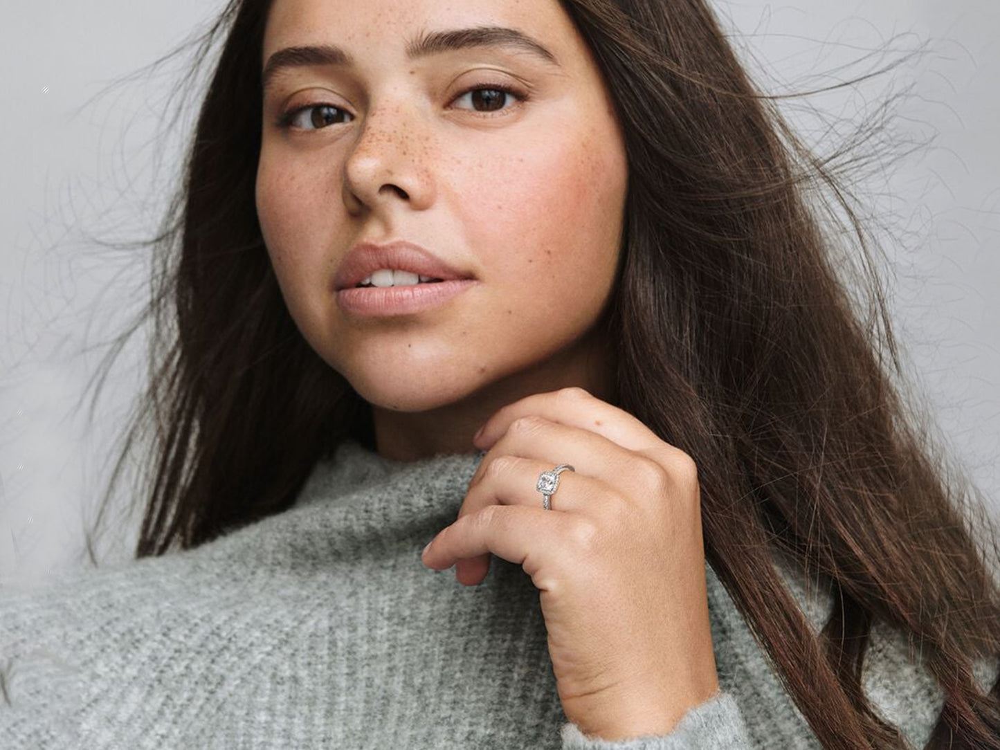 Square Sparkle Halo Ring