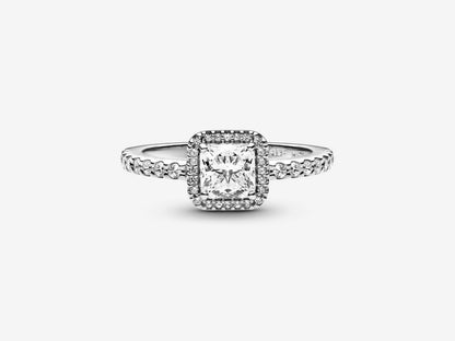 Square Sparkle Halo Ring