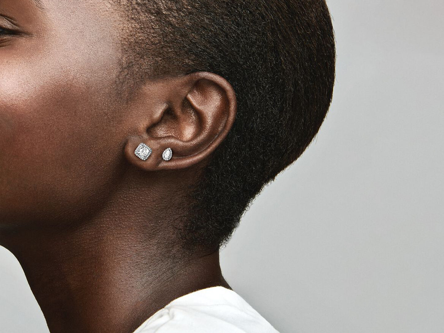 Square Sparkle Halo Stud Earrings