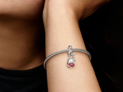 Red Nose Reindeer Murano Dangle Charm