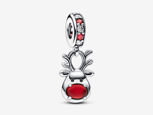 Red Nose Reindeer Murano Dangle Charm