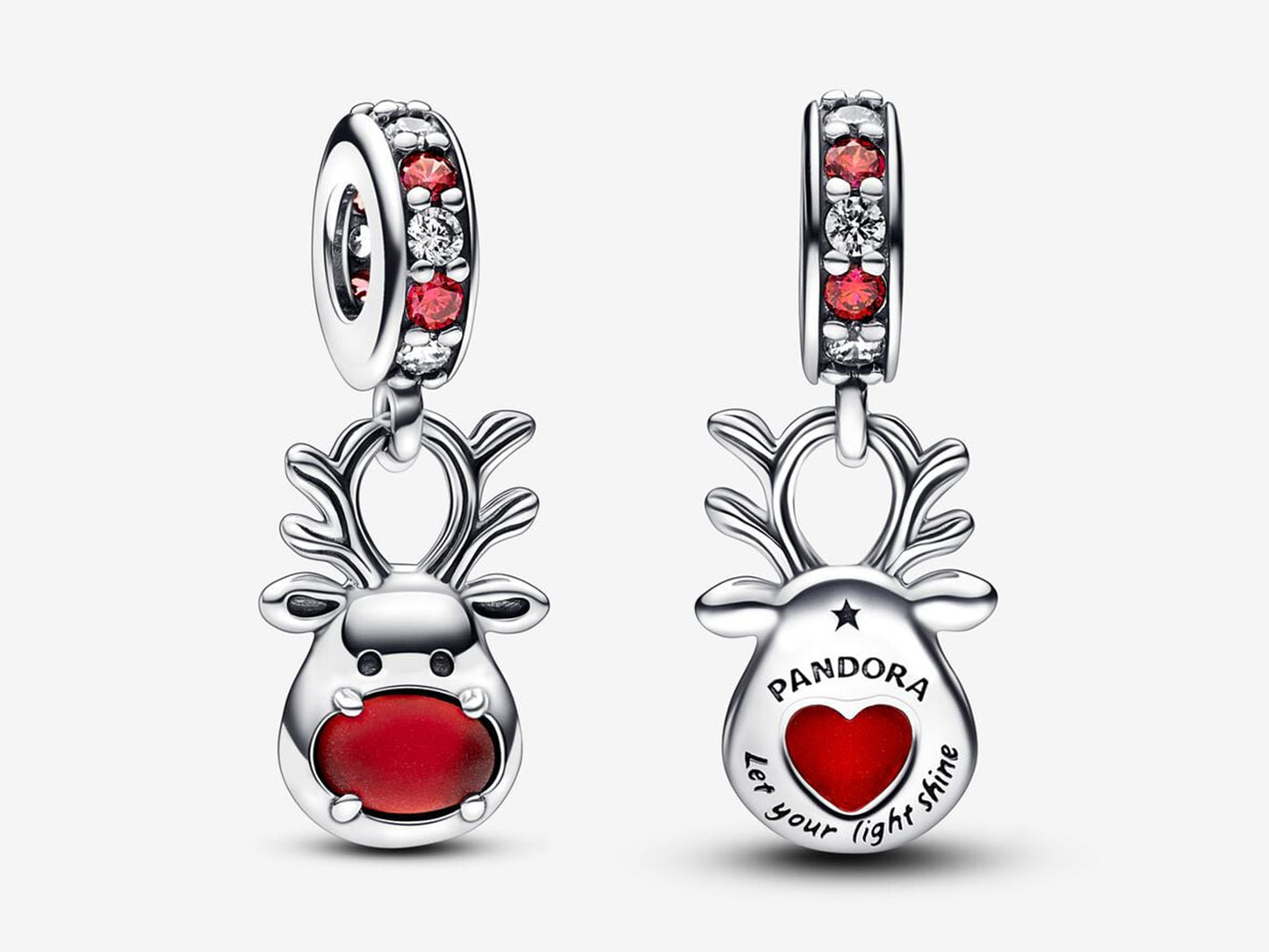 Red Nose Reindeer Murano Dangle Charm