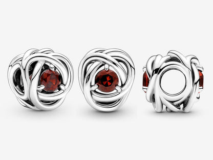 January Red Eternity Circle Charm