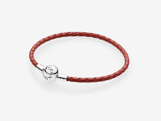 Red Single Wrap Leather Bracelet