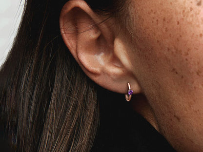 Regal Purple Radiance Hoop Earrings