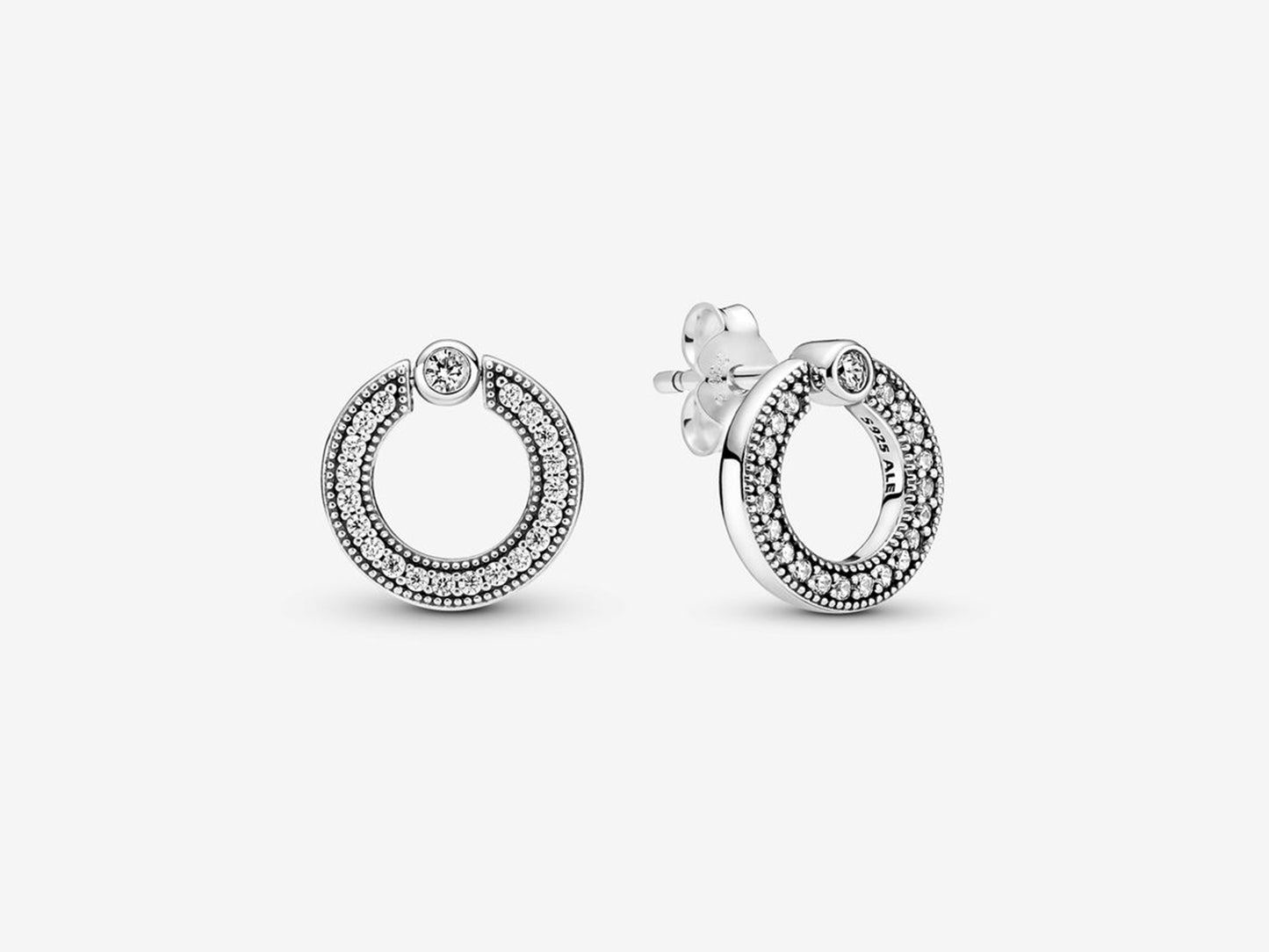 Pavé & Logo Circle Reversible Stud Earrings