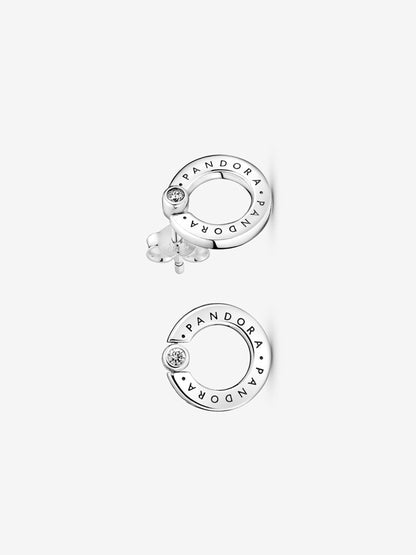 Pavé & Logo Circle Reversible Stud Earrings