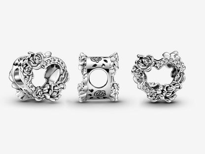 Rose-Adorned Heart Charm