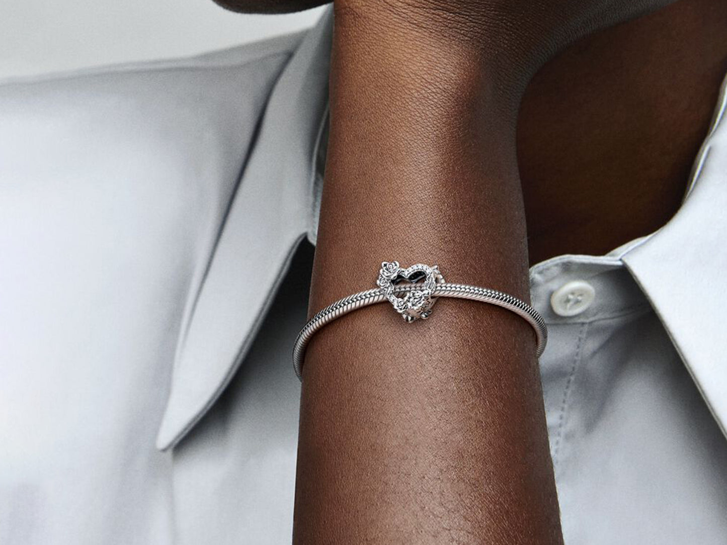 Rose-Adorned Heart Charm