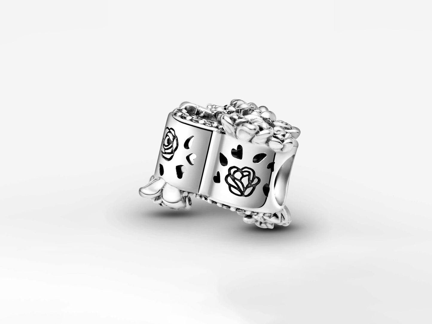 Rose-Adorned Heart Charm