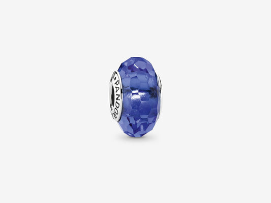 Dark Blue Faceted Glass Charm
