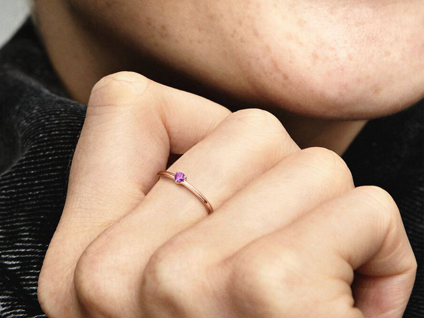 Purple Solitaire Ring