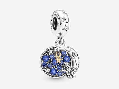 Santa Claus On The Moon Double Dangle Charm